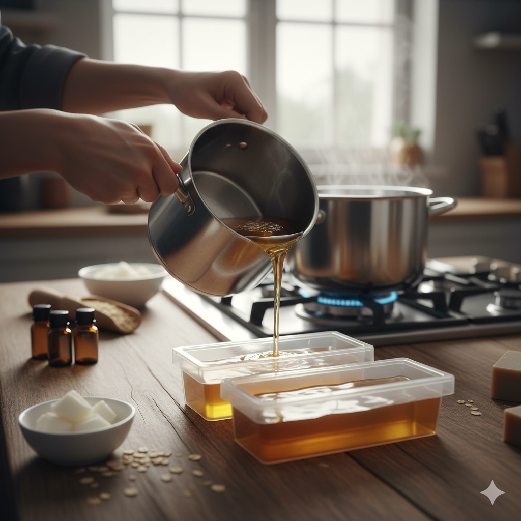 natural organic soap placed with fresh botanicals